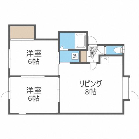 札幌市北区新琴似六条のアパートの間取り