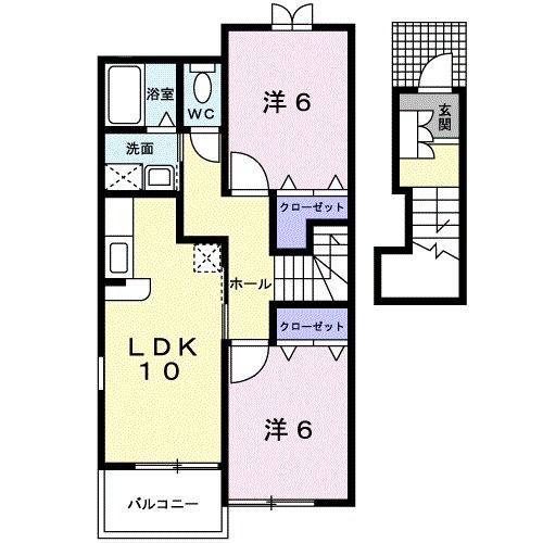 竹原市西野町のアパートの間取り