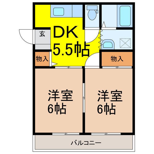 下都賀郡野木町大字友沼のアパートの間取り