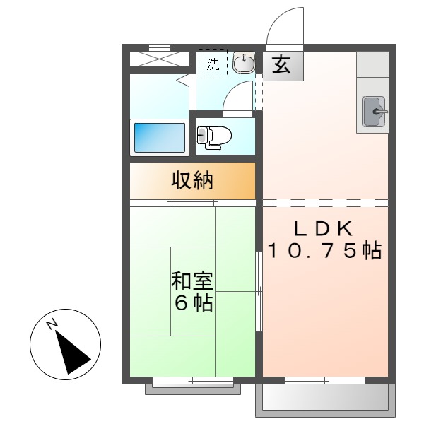 【倉敷市茶屋町早沖のアパートの間取り】