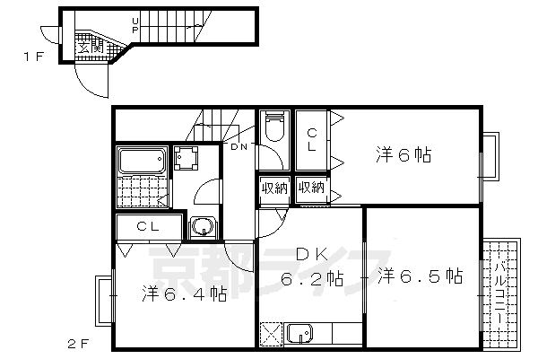 大津市滋賀里のアパートの間取り