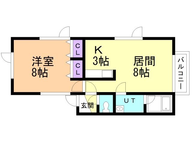 北広島市西の里南のアパートの間取り