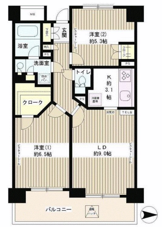 杉並区阿佐谷北のマンションの間取り