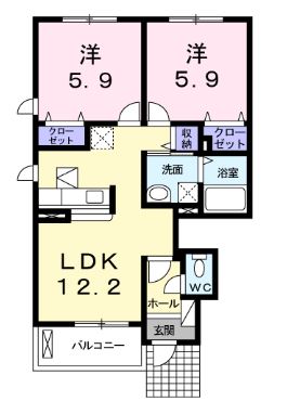 高松市木太町のアパートの間取り