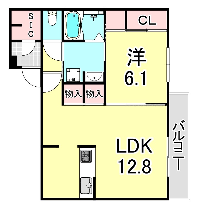 西宮市中殿町のアパートの間取り