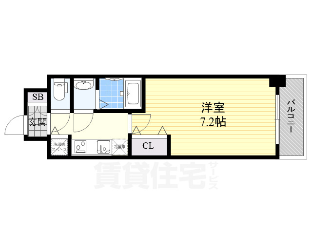 大阪市中央区東高麗橋のマンションの間取り