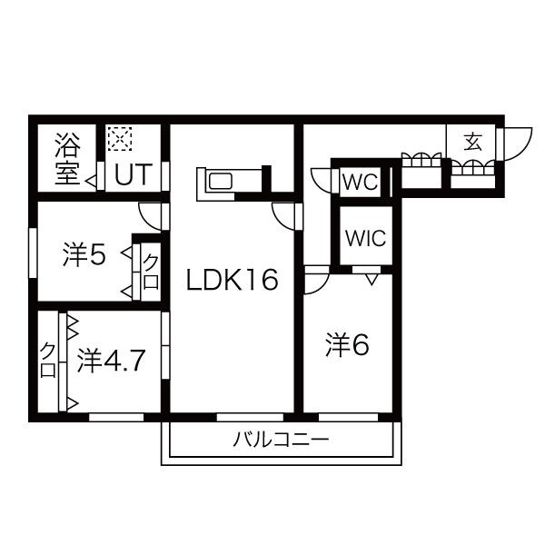 札幌市東区北二十七条東のマンションの間取り