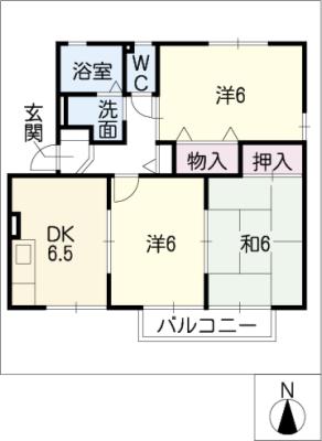 ハイカムール茶臼山Ｂ棟の間取り