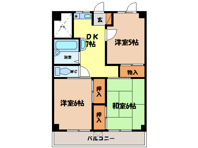 鳴門市撫養町大桑島のマンションの間取り