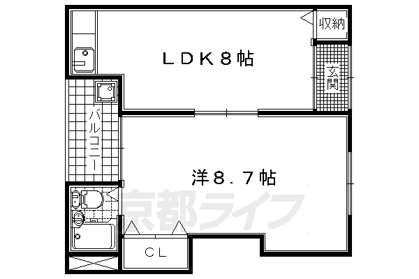 宇治市五ケ庄のアパートの間取り