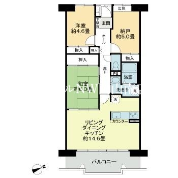 岡山市中区さいのマンションの間取り