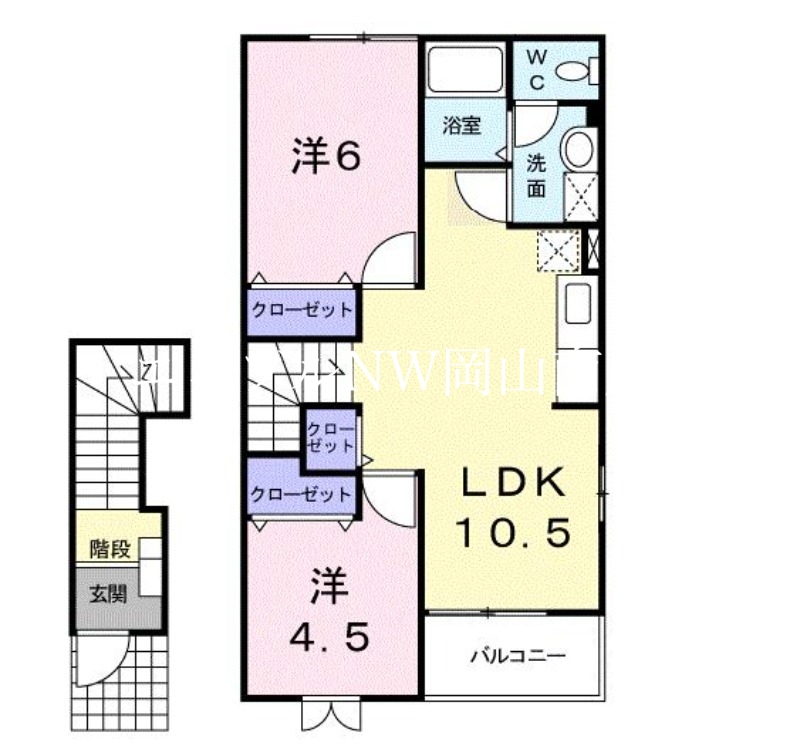 玉野市槌ケ原のアパートの間取り