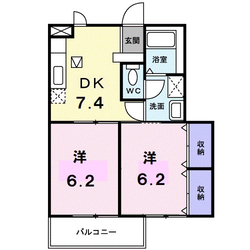 松阪市久保町のアパートの間取り