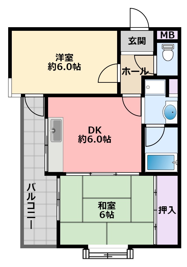 西宮市毘沙門町のマンションの間取り