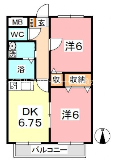 浅口市鴨方町六条院東のアパートの間取り