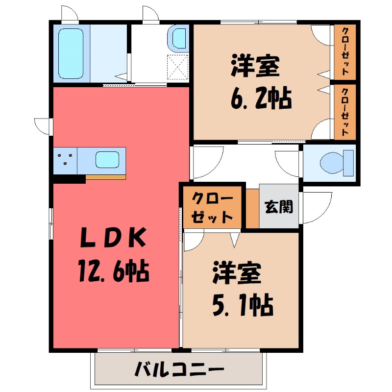 【古河市久能のアパートの間取り】