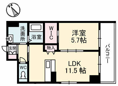 山口市小郡明治のマンションの間取り