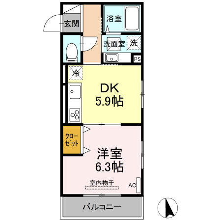 熊本市西区二本木のアパートの間取り