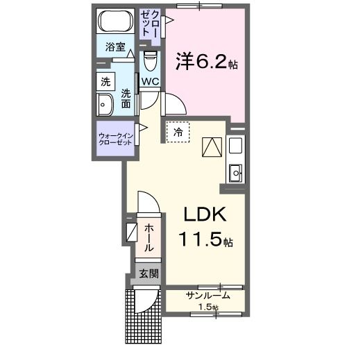 倉敷市玉島乙島のアパートの間取り