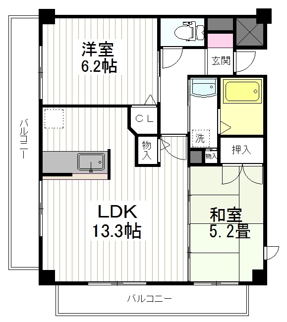 仙台市宮城野区枡江のマンションの間取り