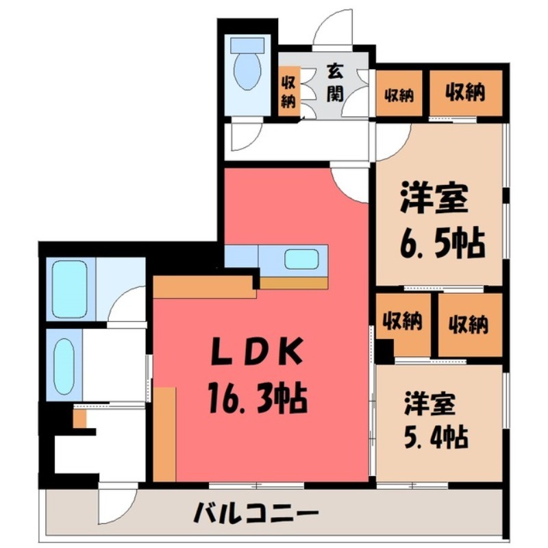 【宇都宮市陽東のアパートの間取り】