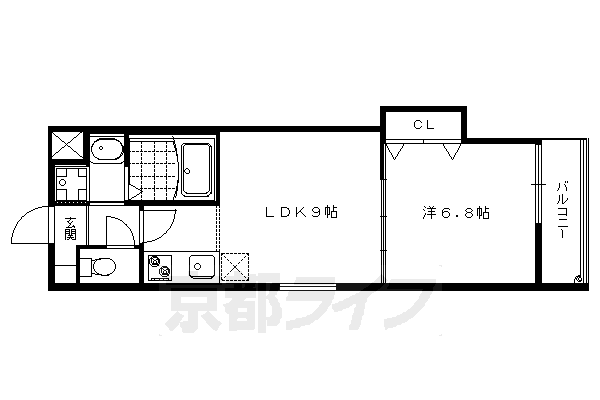 京都市左京区一乗寺里ノ西町のマンションの間取り