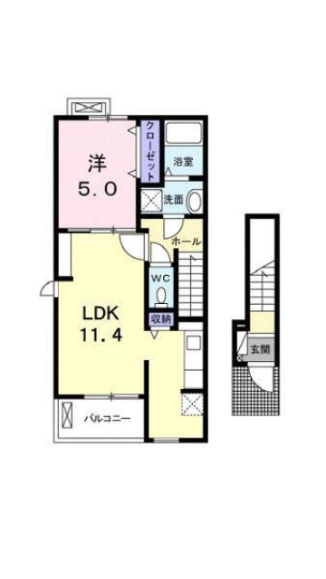 松山市清住のアパートの間取り