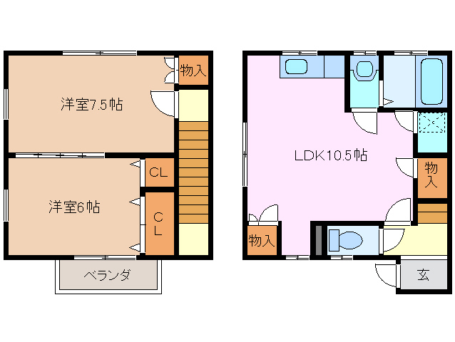 津市乙部のアパートの間取り