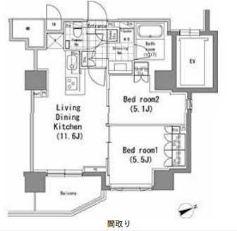 港区新橋のマンションの間取り