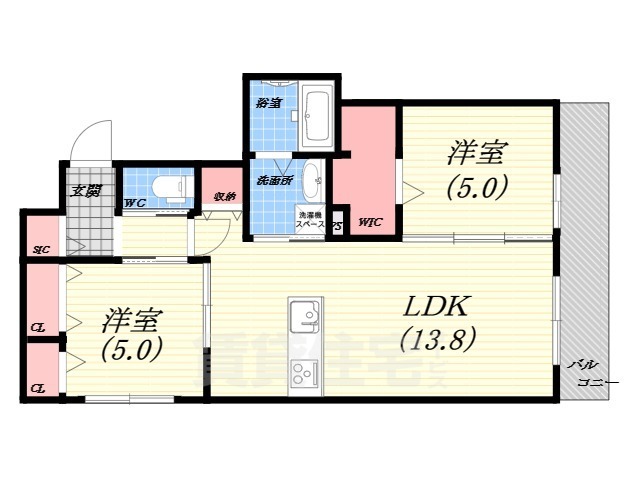 西宮市神楽町のマンションの間取り