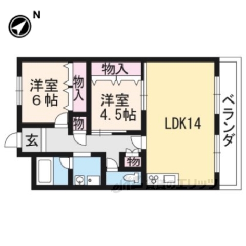 大津市浜大津のマンションの間取り