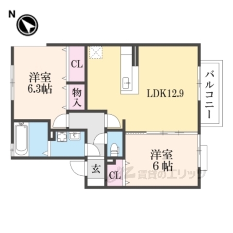 丹波篠山市宇土のアパートの間取り