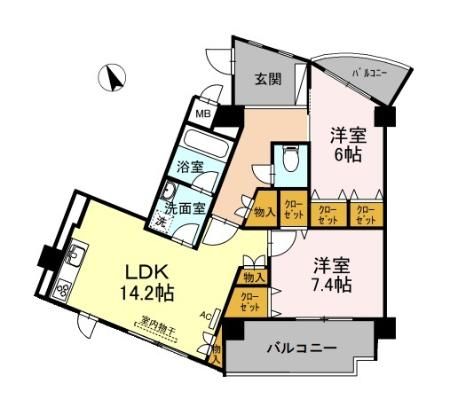 広島市東区牛田新町のマンションの間取り