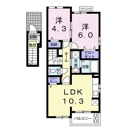 浜松市浜名区尾野のアパートの間取り