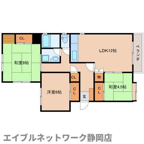 静岡市駿河区丸子のマンションの間取り