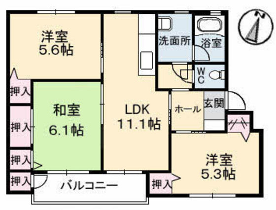 倉敷市鳥羽のアパートの間取り