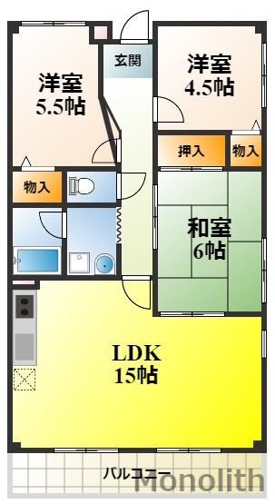 貝塚市加神のマンションの間取り