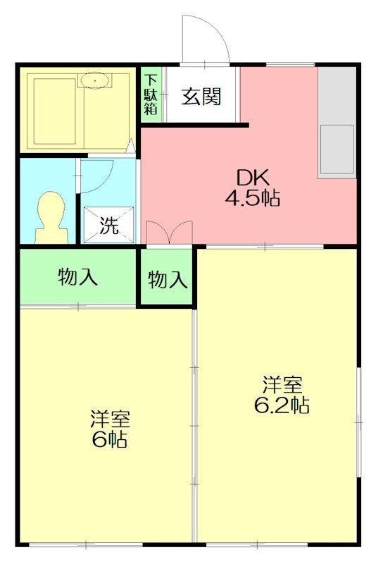 茅ヶ崎市浜之郷のアパートの間取り