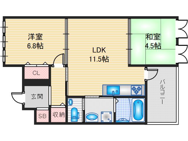 茨木市西豊川町のマンションの間取り