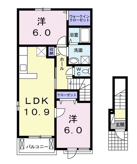 石巻市渡波町のアパートの間取り