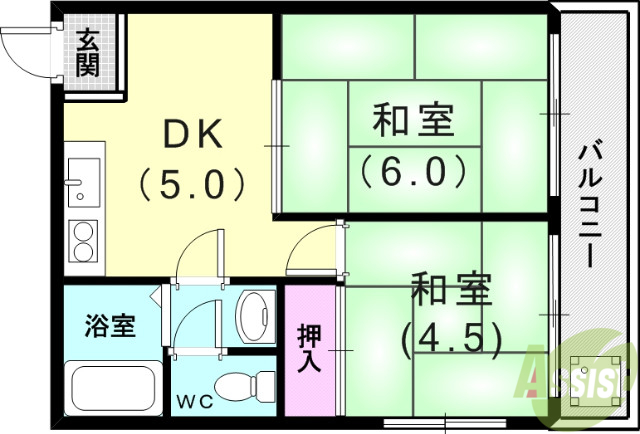 寿ハイツの間取り