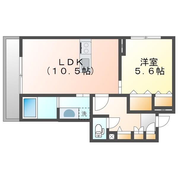 【岡山市北区富田のマンションの間取り】