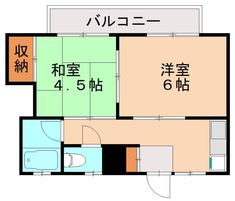 福岡市東区美和台のアパートの間取り