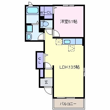 大崎市古川福浦のアパートの間取り