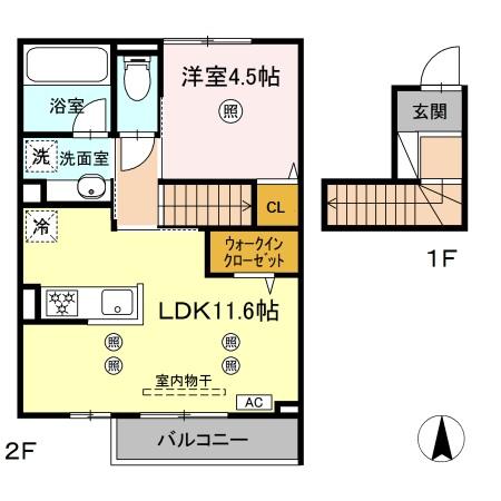 広島市安佐南区安東のアパートの間取り