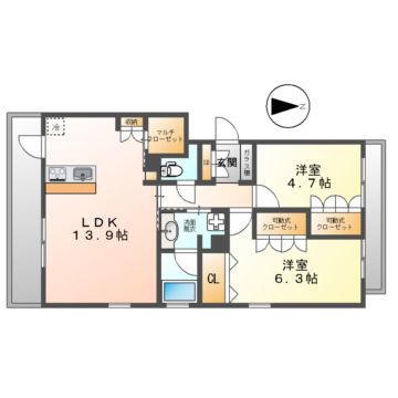 【名古屋市瑞穂区雁道町のマンションの間取り】