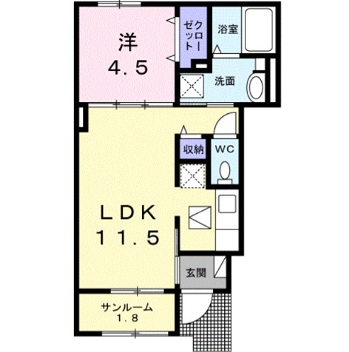 姫路市花田町加納原田のアパートの間取り