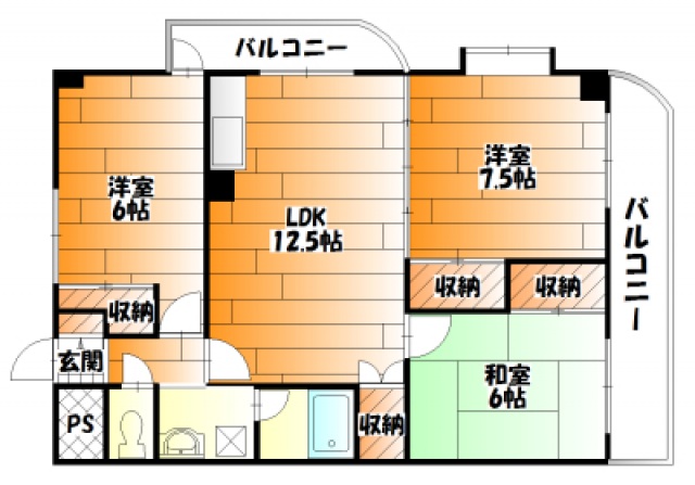 広島市安佐南区山本のマンションの間取り