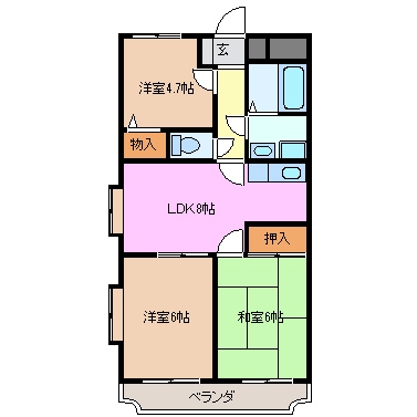 津市新町のマンションの間取り