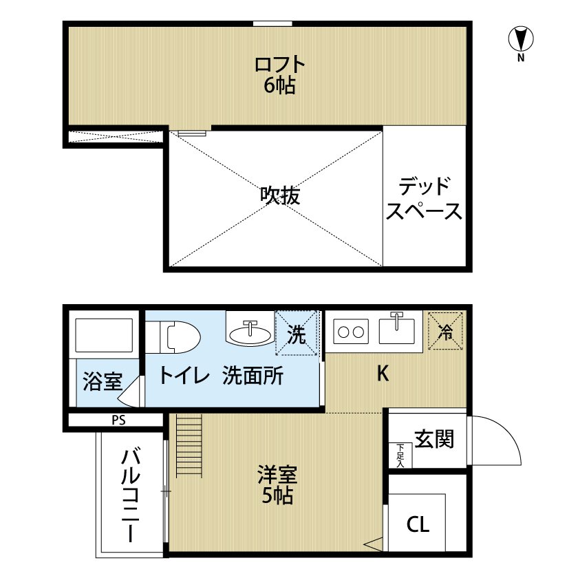 堺市北区東浅香山町のアパートの間取り